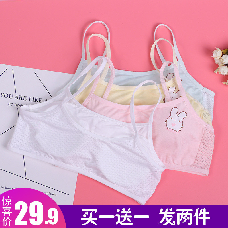 Student Bra Hair Care Period Girl Underwear 12 Year Old Girl Bra Pure Cotton Thickened Anti-Leak Point Vest Breathable Obliteration