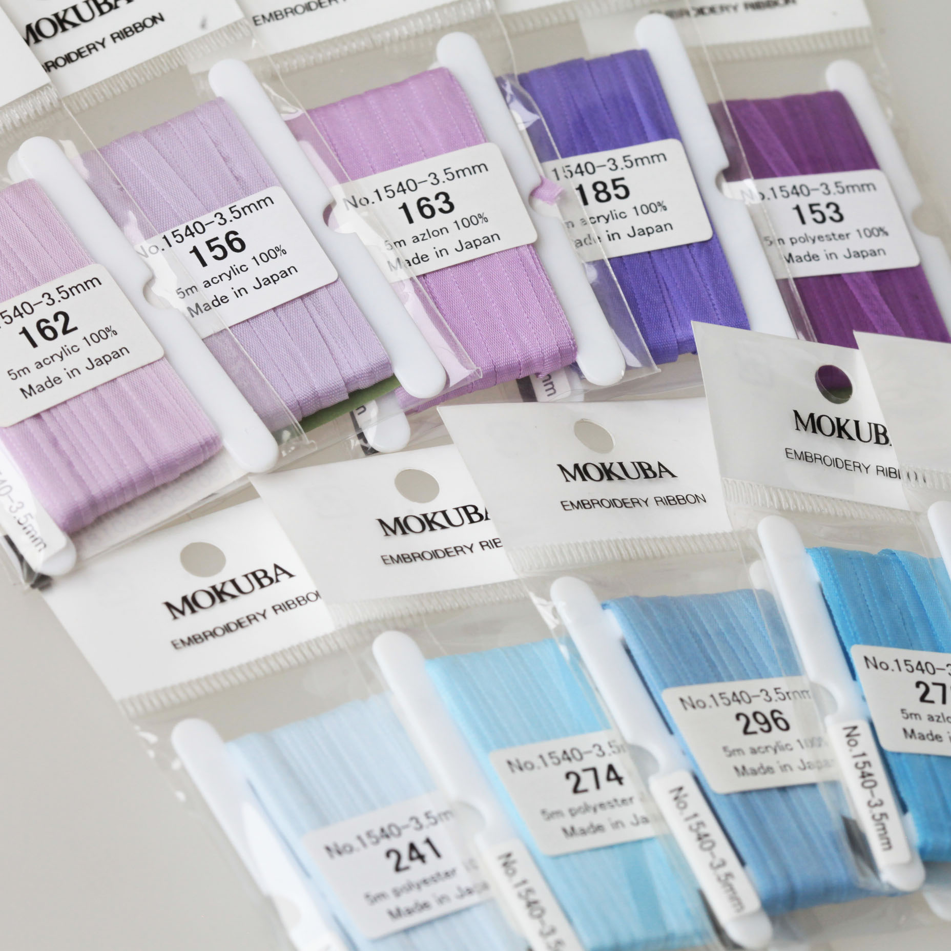 Japan System MOKUBA Trojans 1540-3 5mm 1 Package 5m Basic Silk with embroidered blue Purple 23 Color-Taobao