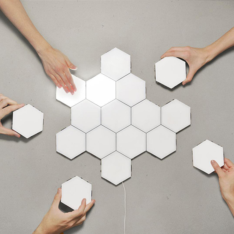 Wall-Mounted Lamp with Creative Touch Control for Children's Room, Led Light Panel with Unique Shapes, Hexagonal Honeycomb Nest Quantum Lamp