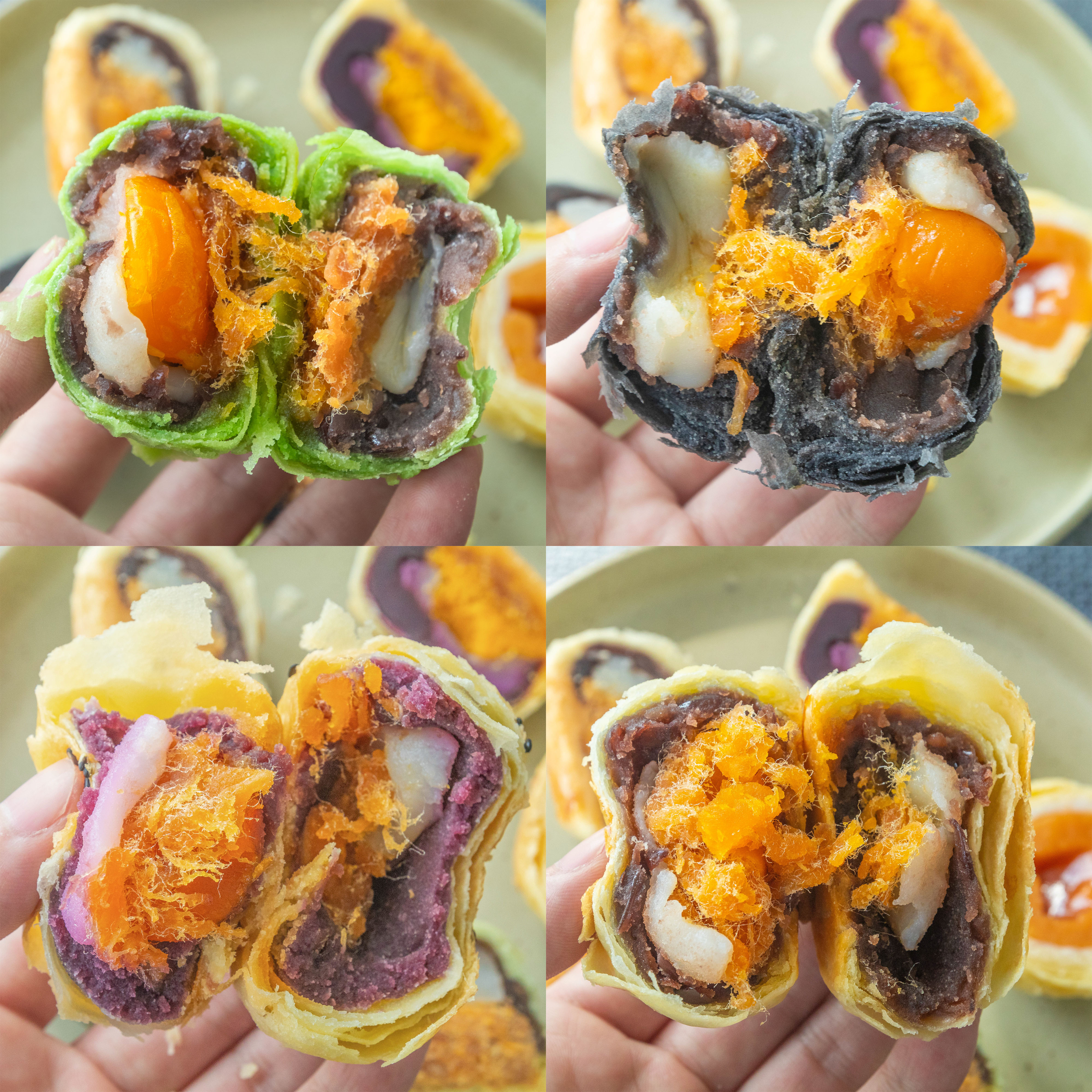 Taizhou stuffing egg yolk crisp mid-autumn moon cake gift box gift bean paste meringue creamy yellow moon cake snow Mei Niang cake