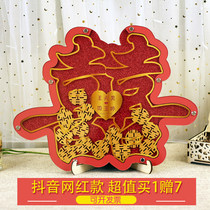 Guochao creative red double joy wedding ceremony wedding sign-in tree custom wood leather Signature Box Signature Box signed this book
