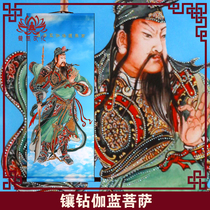 Universal wish culture] Buddhist Garan Bodhisattva guardian Diamond-encrusted Buddha Hall Zhongtang Silk scroll Buddha hanging painting