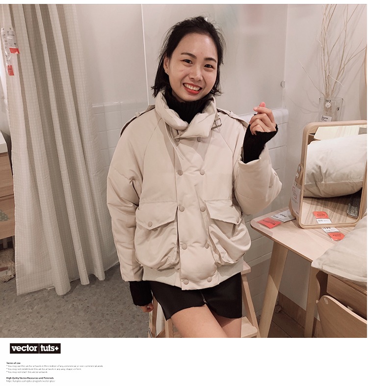 Xiao Mo Red in Wind gió dịch vụ 2018 mùa đông mới ngắn áo khoác cotton dày thả lỏng áo khoác cotton áo phao đại hàn quốc nữ