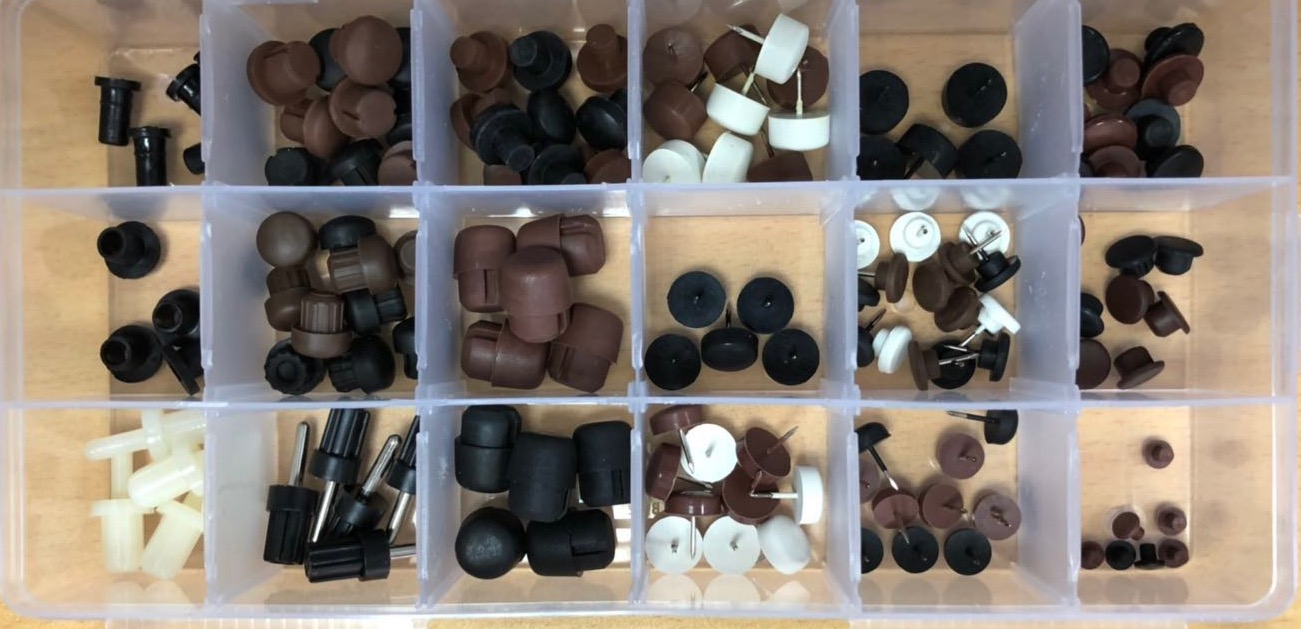 Original imported piano parts combination package sample collection box 18 pieces rubber button