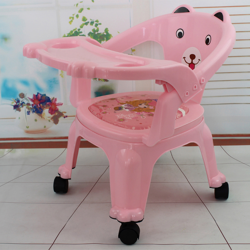 Seat baby call chair multifunctional children's dining chair back chair cartoon stool with wheels to eat dinner plate portable