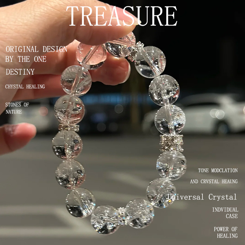 【White Water Heart-Reading】Putuo Mountain Healing Emotions Natural White Azeiteonite Crystal Bracelet White Crystal Bracelet 【White Water Heart-Reading】Putuo Mountain Healing Emotions Natural White Azeiteonite Crystal Bracelet White Crystal Bracelet