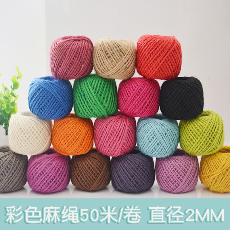 diy handmade color hemp rope Vintage decorations Thickness hemp rope Hanging license plate wall piece hemp rope packaging tied rope