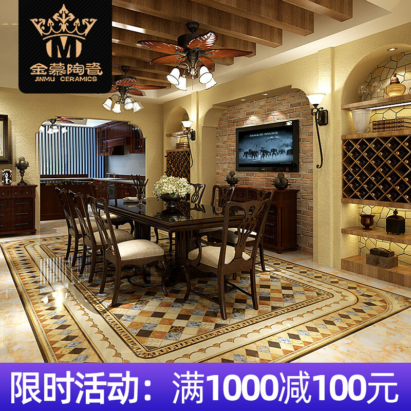 Gold mousse gold plated throwing crystal BRICS Dining Hall Aisle Southeast Asian Parquet Floor Tiles Unlimited Splicing Tiles 600800