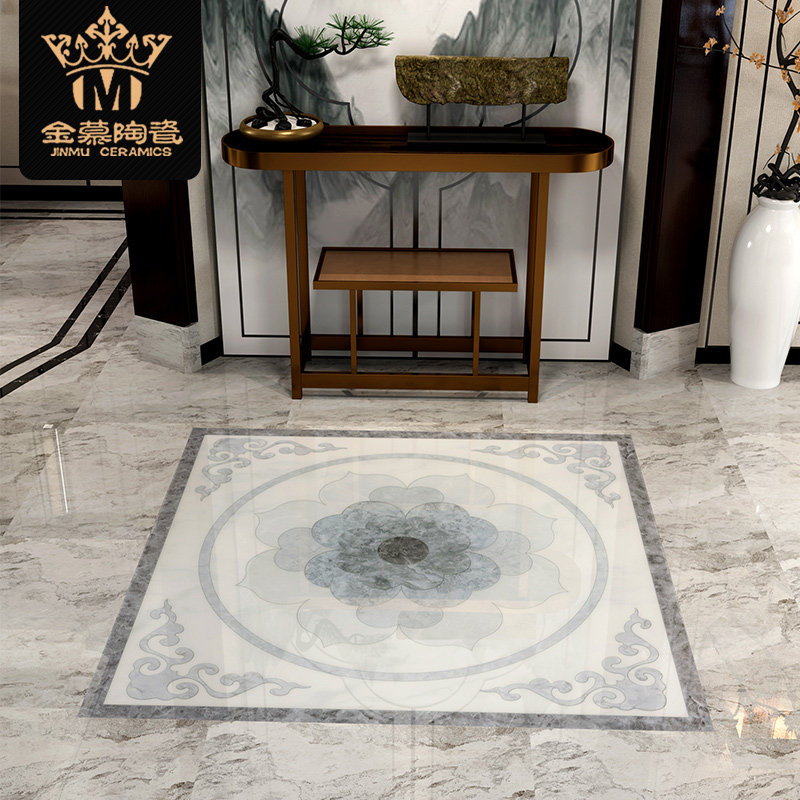 Q Chinese grey lotus floor tile parquet parlor walking room walkway entrance into the house Genguan Tile Tossed Crystal Brick Floor Imitation Water Knife Brick