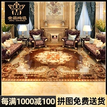 Jinmu European living room Gold-plated floor tiles parquet polished crystal tiles Entrance carpet tiles Lobby floor tiles waterjet parquet