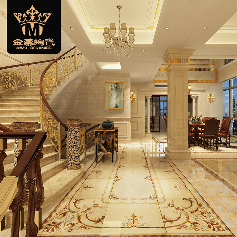 Eurostyle Guest Dining Room Floor Tiles Parquet Gilded Tile Puzzle Throwing Crystal Brick-and-mortar Floor Brick Infinite Parquet of Water Knife Ground Brick