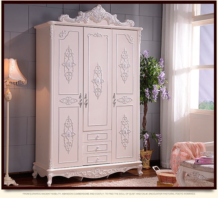 Tủ quần áo Địa Trung Hải Hai cửa Tủ quần áo hiện đại đơn giản Phòng ngủ Gỗ lắp ráp lớn Châu Âu Ba cửa bốn nền kinh tế Trắng - Buồng mẫu tủ quần áo gỗ tự nhiên 4 cánh