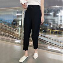European Station 2021 summer thin casual trousers womens straight tube super high waist suit pants womens feet thin ankle-length pants