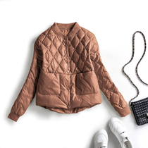 European station jacket down jacket womens short light diamond grid down jacket female Korean version of thin little winter coat