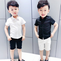 Childrens Treasure Shirt 2021 Summer Little Boy White Shirt Male Baby Boy Shirt White Short Sleeve Summer