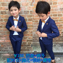 Boy suit mens suit three-piece plus velvet handsome Korean autumn and winter baby childrens small suit mens treasure dress tide