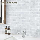Каменная мозаика Фоновая стена Натуральный мрамор Карара белый длинная кирпичная кирпичная кухня ванная комната туалет анти -плиты