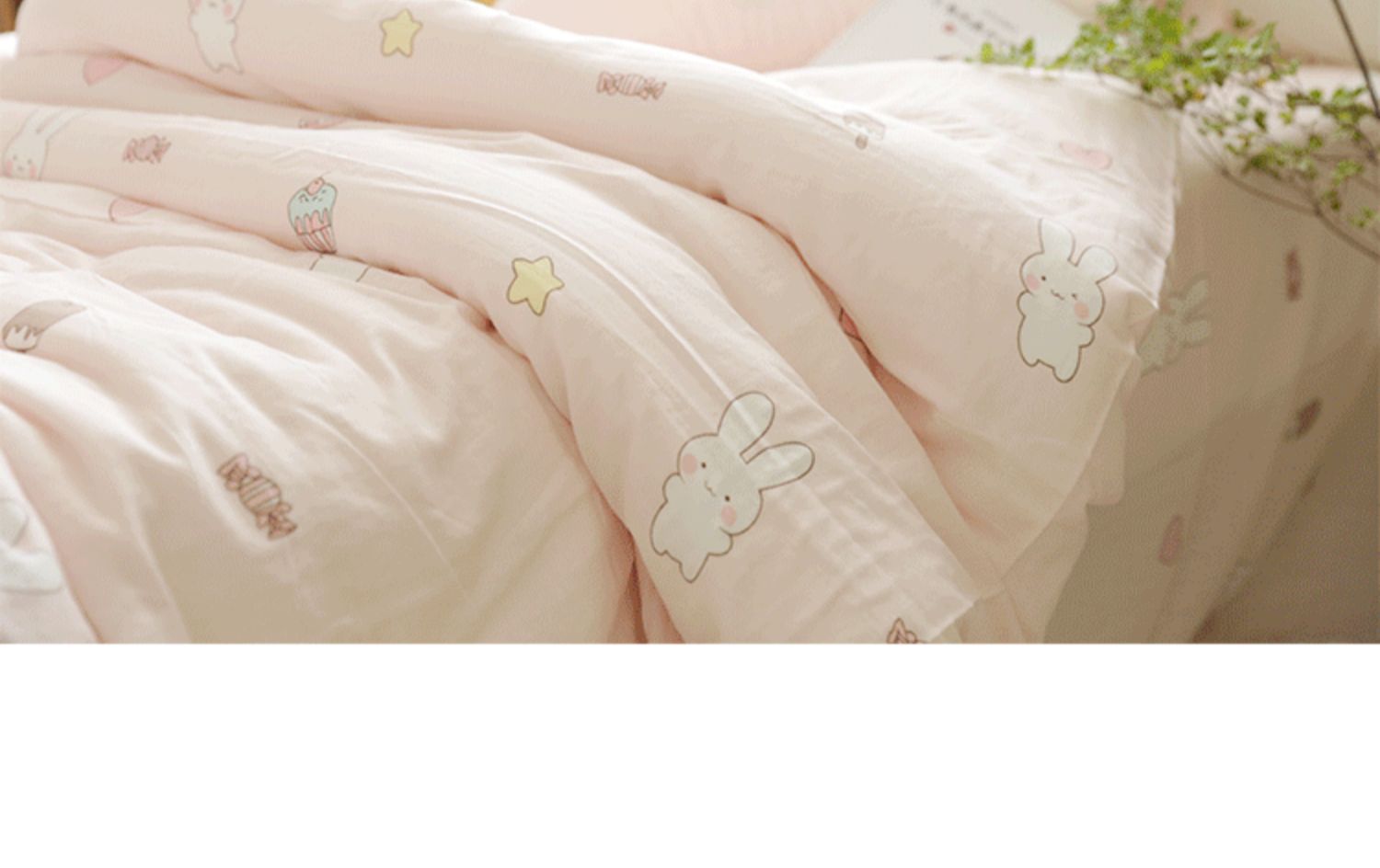 thỏ hoạt hình dễ thương sợi đôi giường bao gồm khăn bông Li mảnh có thể được tùy chỉnh Bộ đồ giường gối chăn - Khăn trải giường ga trải giường đơn