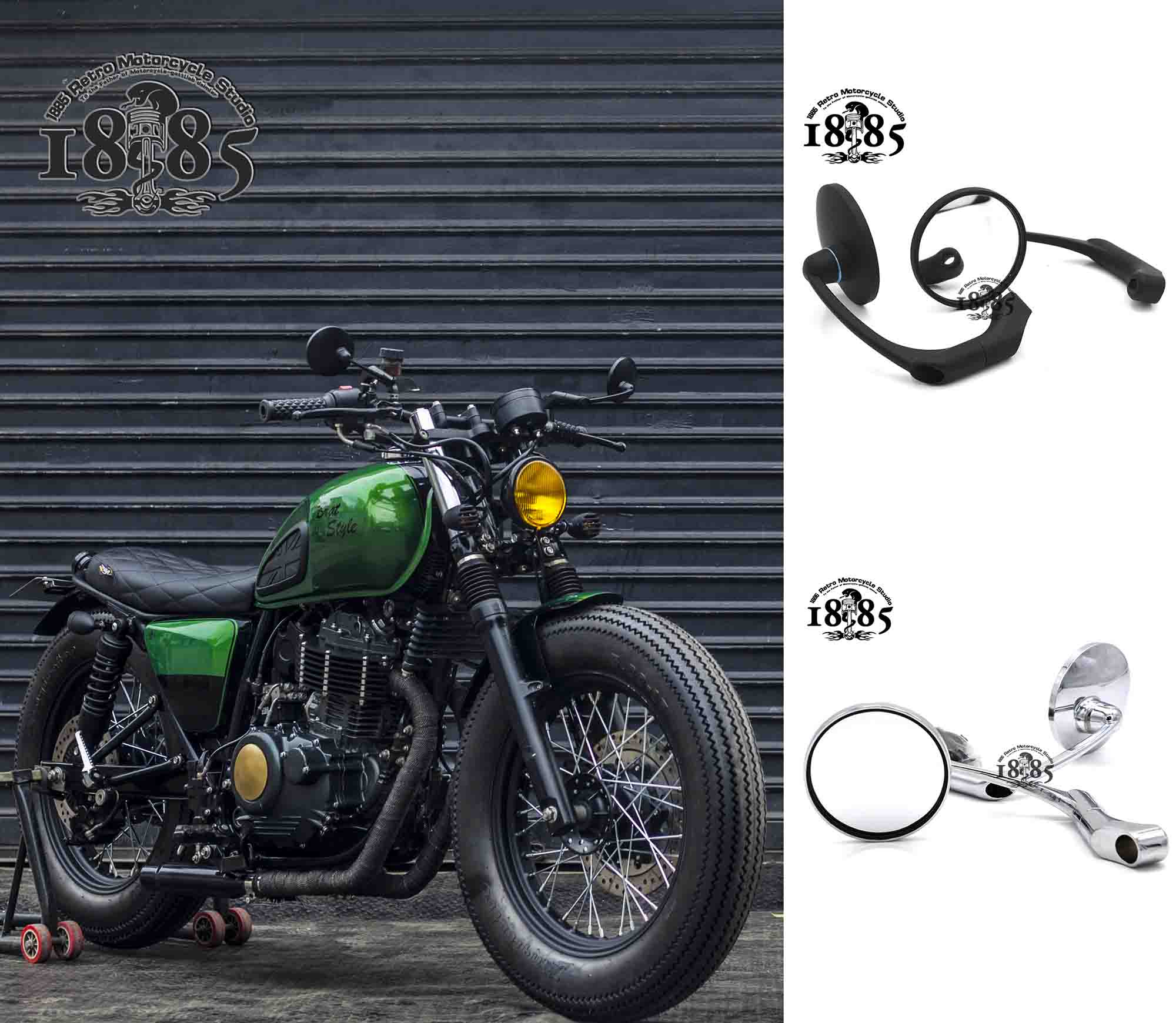 Xin Yuan CB400 Honda CG125 Large footed motorcycle General retrofit retro rear-view mirror reflective mirror inverted mirror-Taobao