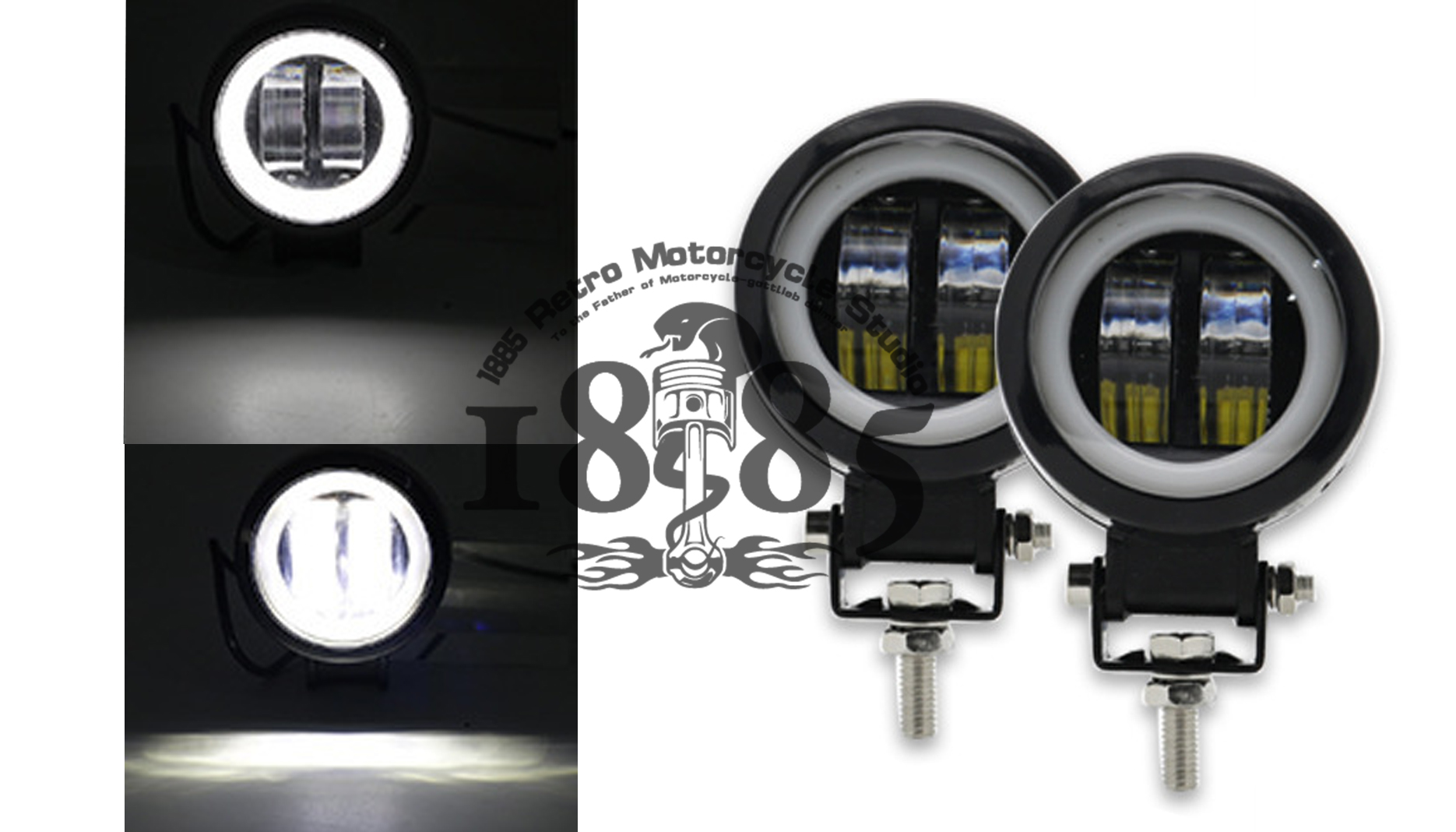 Locomotive Angel Eye LED Retrofit Headlights Spotlight External superbright paving light 12V-80V Universal intense light