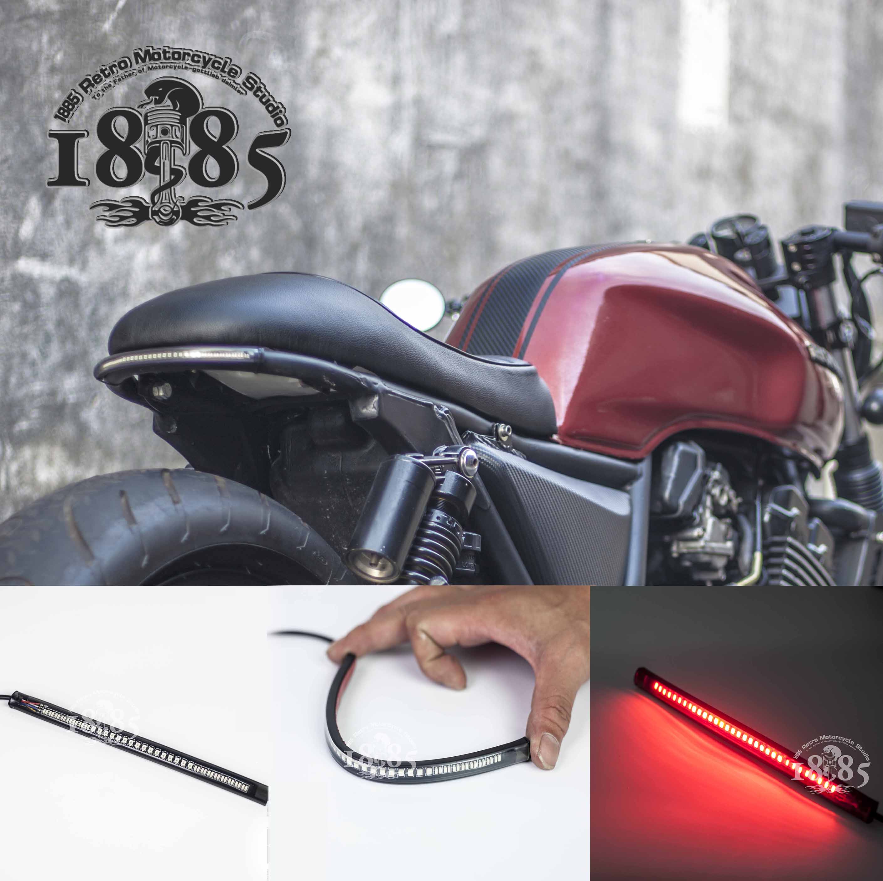 Motorcycle modification Retro car LED taillights Directional lights Driving lights Brake lights Integrated light strip Soft strip light