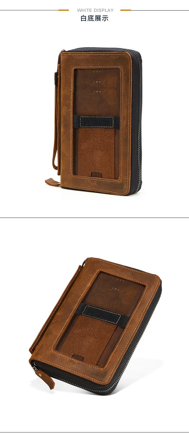 Ví da retro crazy ngựa da điện thoại di động túi nam dài ví da ly hợp giữ túi dung lượng lớn gói tài liệu ví da đựng giấy tờ xe ô tô
