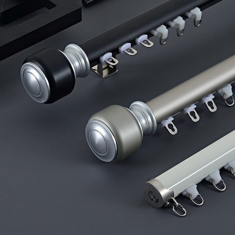 Thickened aluminum alloy curtain rod single rod double rod side top mounted curtain track rod bedroom bracket accessories Roman rod