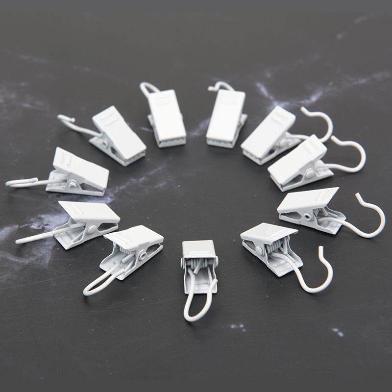 Curtain Clips, Hooks, Curtain Fasteners, Metal Thickened Serrated Small Clips, White Curtain Ring Accessories, Hooks