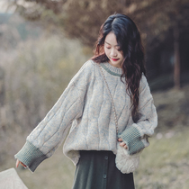 Sweater womens winter thickened retro Japanese lazy loose wear 2020 new style inside sweater top