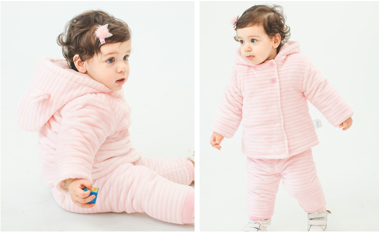 Bộ đồ dày cho bé cộng với chất liệu cotton nhung Mùa đông cho bé sơ sinh nam và nữ đi chơi quần áo hai mảnh Y3876 đồ bơi trẻ em quần rời