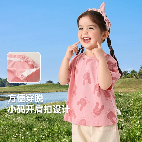 Детская футболка с коротким рукавом для отдыха, детский комбинезон, летняя летняя одежда для девочек, 1-3 лет