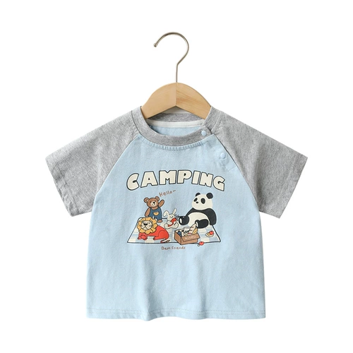 Детская футболка с коротким рукавом для отдыха, хлопковая летняя одежда, детский комбинезон, летний костюм мальчика цветочника