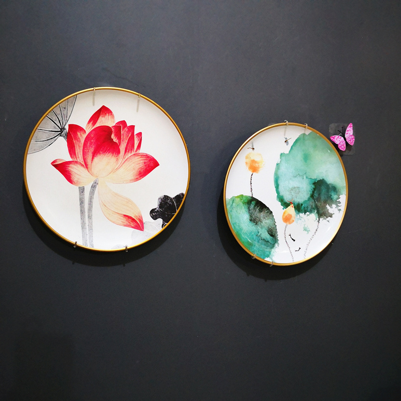 New Chinese plate ornaments Chinese ceramic hanging plate wall decoration restaurant background wall decoration plate hanging wall Zen sitting plate