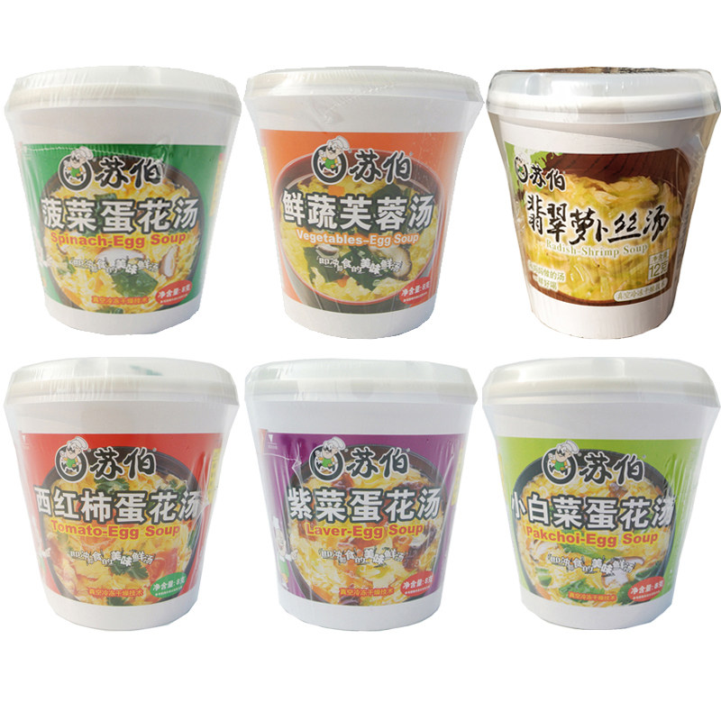 Subo Soup cup 24 cups spinach, seaweed, fresh vegetables, tomato, cabbage, egg soup, shredded radish, ready-to-eat soup pack