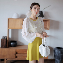 SANYA Large size swimsuit women gather belly one-piece dress slim sunscreen long sleeve outer shirt two hot spring swimsuit