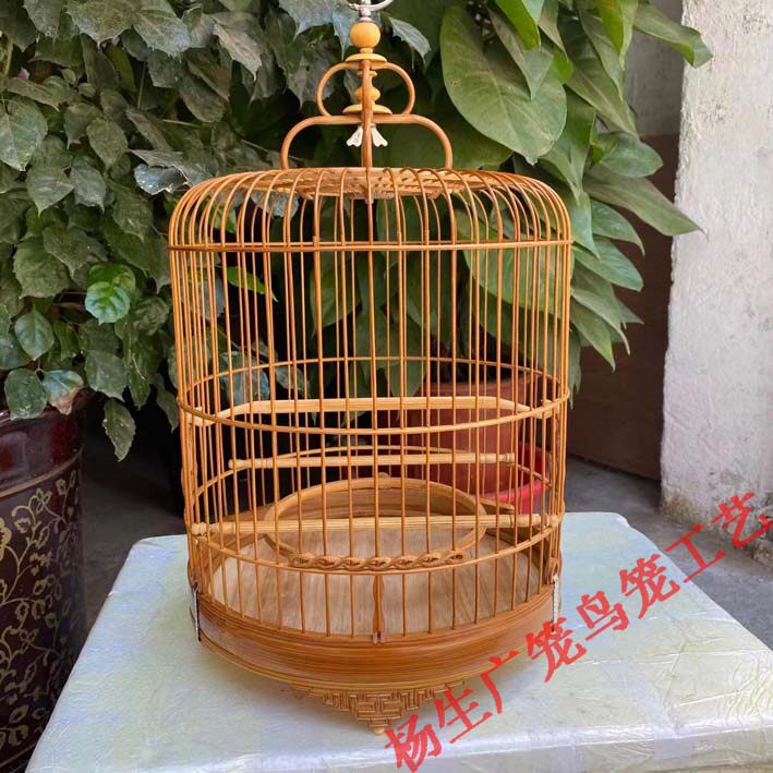 Wide-style Old Bamboo Embroidery Eye Cage Little Black and White Gold Black Bird Qing Yuan Bamboo with high bird cage