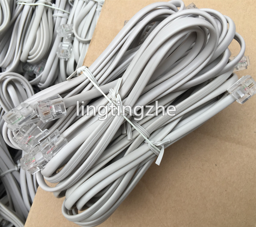 Original large leather 2-core phone straight line 1 5 meters 1 double-headed crystal head telephone line finished jumper two-core