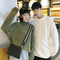 Xuân 2019 nam nữ mới mặc áo len cổ tròn trung tính phiên bản Hàn Quốc xu hướng áo len trùm đầu - Áo len thể thao / dòng may váy len