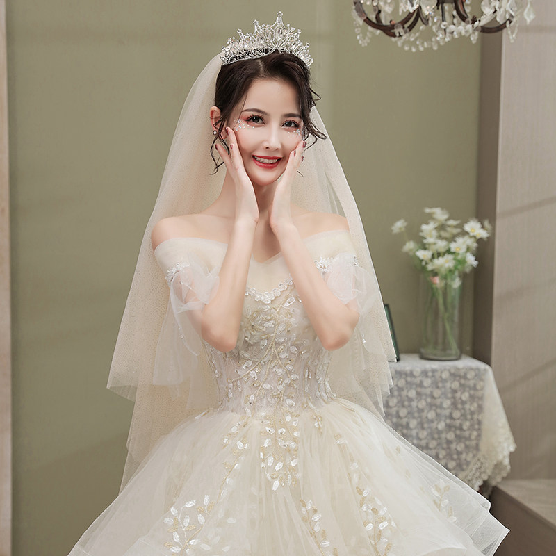 [USD 14.48] Luxury version of the starry sky shiny and short champagne