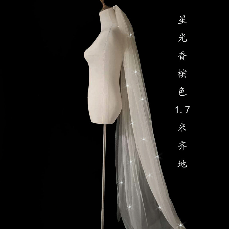 [USD 14.48] Luxury version of the starry sky shiny and short champagne