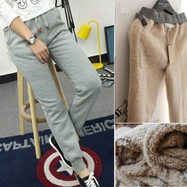 Winter warm sherpa sweatpants womens high-waisted loose plus velvet thickened harem sweatpants casual pants trousers