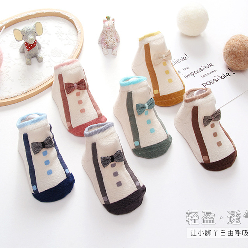 Children's socks spring and autumn cotton fake shoes shape socks men and women baby bow dispensing non-slip baby socks