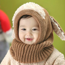 Autumn and winter mens and womens baby hooded cape childrens shawl infant wool hat Korean windproof ear hat scarf