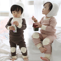 Men and women baby autumn clothes autumn trousers set cotton long sleeve underwear pants spring and autumn base shirt children home clothes