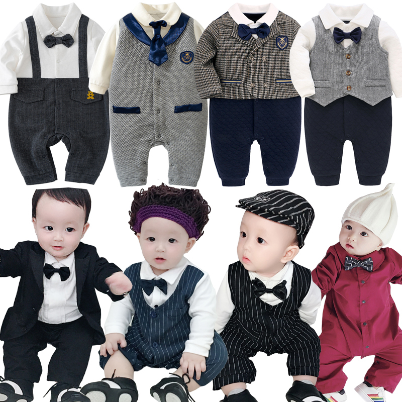 Autumn Winter Baby Gentlemen Dresses Khacoat Male baby's birthday Bays 100 days to serve pure cotton newborn full moon