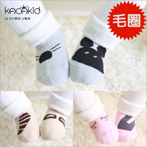 Spring, Autumn and Winter Men's and Women's Baby Socks Infants Thickened Terry Socks Korean Version Flip Loose Mouth Baby Socks Warm Socks
