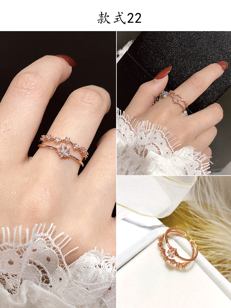 Nhật Bản và Hàn Quốc mạng người thủy triều đỏ tăng nhẫn vàng nữ gió lạnh cá tính học sinh ngón trỏ nhẫn Hàn Quốc nhẫn đơn giản nhẫn cưới pnj
