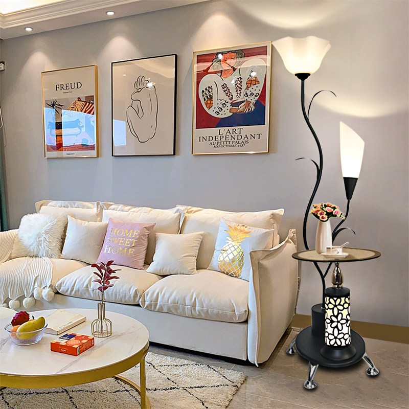 Nordic floor lamp living room bedroom bedside net red ins wind black and white creative simple modern coffee table vertical table lamp