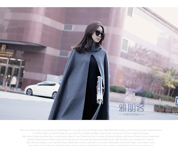 Của phụ nữ áo len thời trang trùm đầu chiếc áo choàng cloak bat-phong cách khăn choàng Hàn Quốc mùa xuân và mùa thu len quần áo áo dạ ngắn đẹp và điệu