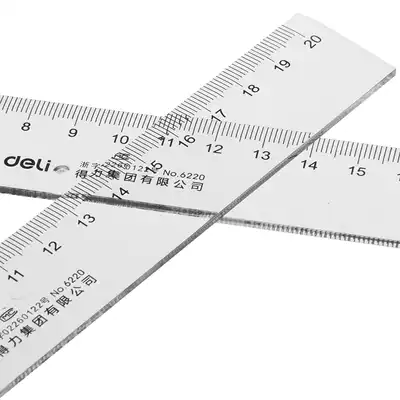 Del 6220 Straight Ruler Transparent Plastic Ruler 20cm Plastic Ruling Line Exam Learning Primary and Secondary School Students